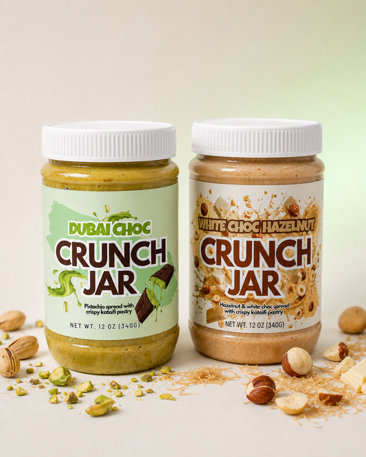 Build Your Own Crunch Jar Box with Dubai Chocolate Pistachio and White Choc Hazelnut jars