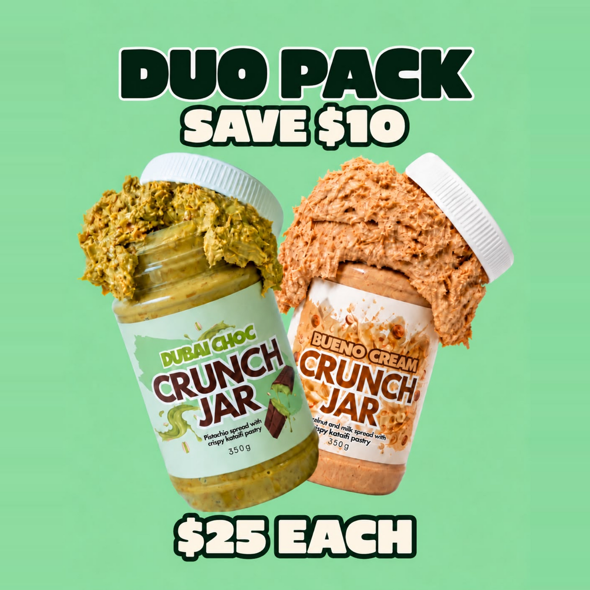 Duo Pack with Dubai Chocolate and Bueno Cream Crunch Jars; save $10.