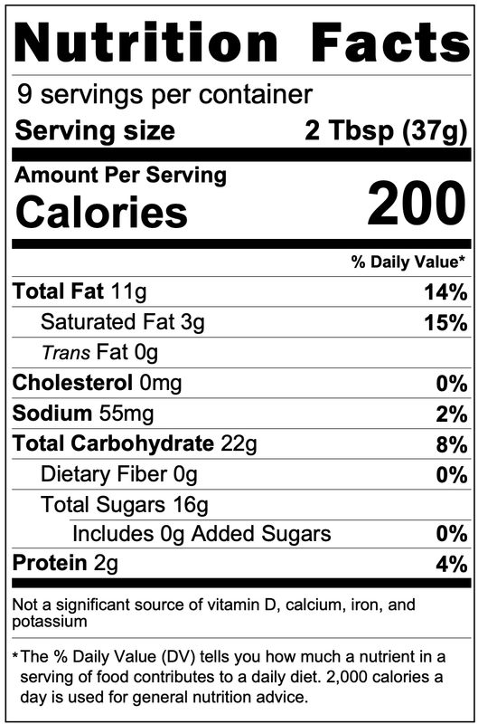 Nutrition Facts for Dubai Chocolate Pistachio Crunch Jar